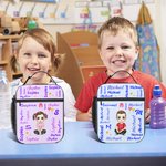 Henkilökohtainen sarjakuvahahmo Initial eristetty lounas laukku nimi Portable Camping Essentials takaisin kouluun syntymäpäivälahja pojille tytöille