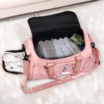 Personalized Ice Skating Girl Birth Flower Multi-compartment Waterproof Weekend Duffle Bag with Shoulder Strap and Name Back to School Gift for Her