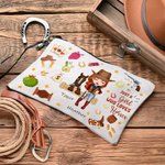 Henkilökohtainen sarjakuva hevonen ja Cowboy tyttö meikki laukku nimi ja ranneke Travel tarvikkeet hevonen Racing syntymäpäivälahja naisille hevosen ystäville