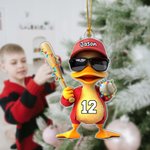 Personalized Funny Duck Acrylic Ornament with Name and Number Home Decor Birthday Gift for Baseball Softball Lovers