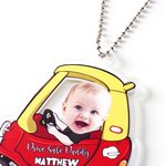 Personalized 1-4 Kids Face Photo Car Fridge Magnet Car Hanging Ornament with Text and Title Funny Home Decor Birthday Gift for Family Friends