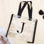 Personalizzato chiaro impermeabile Nome iniziale Unisex Tote Bags Grande capacità Stadio Borse Compleanno Regalo di Natale per gli amici