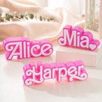 Personalised Pink Doll Inspired Name Plate 3D Printed Desk Display Girl Party Pink Decoration Birthday Gift for Fashion Doll Fan