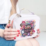 Personalized Makeup Tools Design Waterproof Makeup Bag with Name and Handle Travel Accessory Birthday Gift for Her