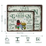 Personalised Retro Garden Cartoon Character Metal Sign with Name and Date Garden Yard Decor Housewarming Birthday Gift for Mom Grandma Family Friends
