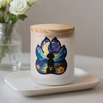 Henkilökohtainen koiran siluetti LED-kynttilävalaisin Jar, jossa on nimi ja puinen kansi Home Decor Koiran menetys muistolahja koiran ystävälle