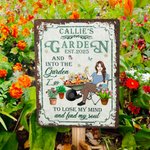 Gepersonaliseerd Retro Tuin Cartoon Karakter Metalen Bord met Naam en Datum Tuindecoratie Housewarming Verjaardagscadeau voor Mam Oma Tuinieren Liefhebbers