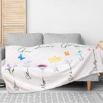 Manta polar personalizada con flores de acuarela para la familia Día de Navidad Regalo del Día de la Madre para la madre Abuela