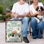 Gepersonaliseerd Retro Tuin Cartoon Karakter Metalen Bord met Naam en Datum Tuindecoratie Housewarming Verjaardagscadeau voor Mam Oma Tuinieren Liefhebbers