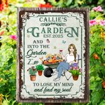 Gepersonaliseerd Retro Tuin Cartoon Karakter Metalen Bord met Naam en Datum Tuindecoratie Housewarming Verjaardagscadeau voor Mam Oma Tuinieren Liefhebbers