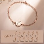 Bracelet de fleurs de naissance en argent sterling personnalisé avec nom gravé Cadeau pour sa femme, sa mère, sa grand-mère et sa petite amie
