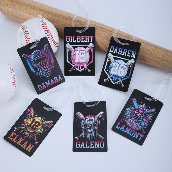 Personalisierte Eiscreme Baseball Einstellbare Tasche Tag mit Namen und Nummer Reisezubehör Team Organisation Geburtstagsgeschenk für Baseballspieler