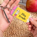 Personalized Cartoon Teacher Pencil Crayon Keychain with Name Teacher's Day Appreciation Back to School Gift for Teachers