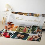 Personalized 12 Photos Collage Super Soft Blanket with Text Christmas Thanksgiving Day Gift for Family Friend