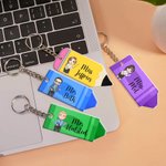 Personalized Cartoon Teacher Pencil Crayon Keychain with Name Teacher's Day Appreciation Back to School Gift for Teachers