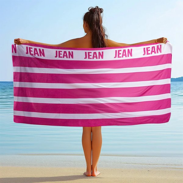 Stripe Beach Towel with Name Embroidery