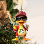 Personalized Funny Duck Acrylic Ornament with Name and Number Home Decor Birthday Gift for Baseball Softball Lovers