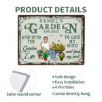 Personalised Retro Garden Cartoon Character Metal Sign with Name and Date Garden Yard Decor Housewarming Birthday Gift for Mom Grandma Family Friends
