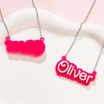 Personalized Pink and White Fashion Doll Acrylic Necklace with Name Christmas Birthday Valentine's Day Gift for Her