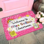 Personalised Multicolour Pencil Rainbow Welcome to Classroom Non-Slip Doormat with Text Teacher's Day Back to School Gift for Teacher