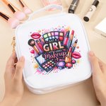 Personalized Makeup Tools Design Waterproof Makeup Bag with Name and Handle Travel Accessory Birthday Gift for Her