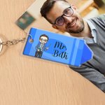 Personalized Cartoon Teacher Pencil Crayon Keychain with Name Teacher's Day Appreciation Back to School Gift for Teachers