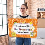 Personalised Multicolour Pencil Rainbow Welcome to Classroom Non-Slip Doormat with Text Teacher's Day Back to School Gift for Teacher