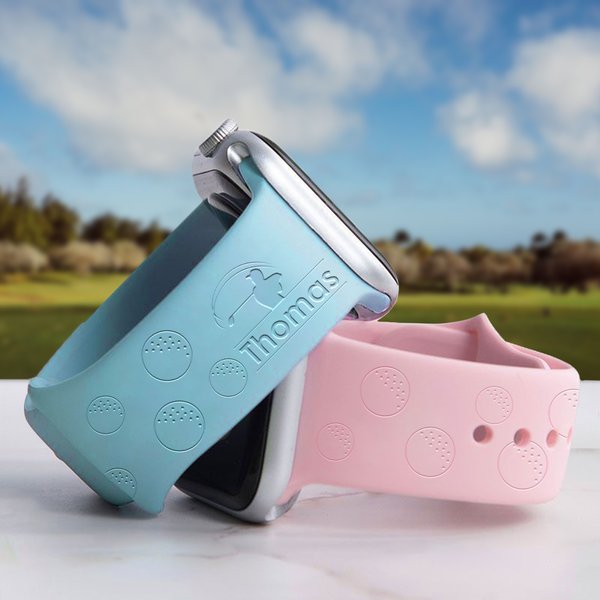 Personalized Golf Theme Silicone Multicolour Watch Band for Apple with Engraved Name Birthday Thanksgiving Gift for Golf Palyers Golf Coach