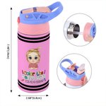Personalised Multicolour Cartoon Character 12 oz Insulated Kid Water Bottle with Handle and Straw Back to School Birthday Gift for Boys Girls