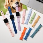 Personalisierte 1 - 3 Hunde und Pfoten Silikon Apple Watch Band mit eingraviertem Namen Geburtstag Jahrestag Geschenk für Hundeliebhaber