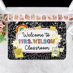 Personalised Multicolour Pencil Rainbow Welcome to Classroom Non-Slip Doormat with Text Teacher's Day Back to School Gift for Teacher