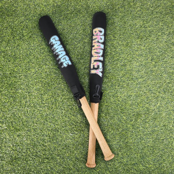 Personalized Ice Cream Drip Doodle Text Baseball Bat Cover with Hook and Loop Sports Essential Game Day Birthday Gift for Baseball Players
