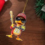 Personalized Funny Duck Acrylic Ornament with Name and Number Home Decor Birthday Gift for Baseball Softball Lovers