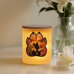 Henkilökohtainen koiran siluetti LED-kynttilävalaisin Jar, jossa on nimi ja puinen kansi Home Decor Koiran menetys muistolahja koiran ystävälle