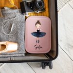 Personlig Ballerina Girl PU läder smyckeskrin med LED trefärgad justerbar sminkspegel Jubileum födelsedagspresent för balettälskare dansare