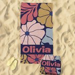 Personalised Danish Flower 2 in 1 Foldable Quick Dry Beach Towel All-in-One Bag with Name Beach Party Travel Birthday Gift for Women
