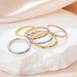 Gepersonaliseerde sierlijke 1-13 familie geboortestenen Sterling zilveren ring minimalistische sieraden Moederdag Verjaardagscadeau voor vrouwen