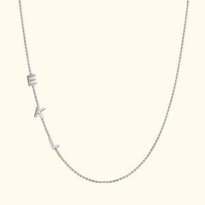 Personalised Sterling Silver Dainty Sideways Minimalist Necklace with Initial Name Birthday Anniversary Gift for Women Girlfriend Wife Mom Family