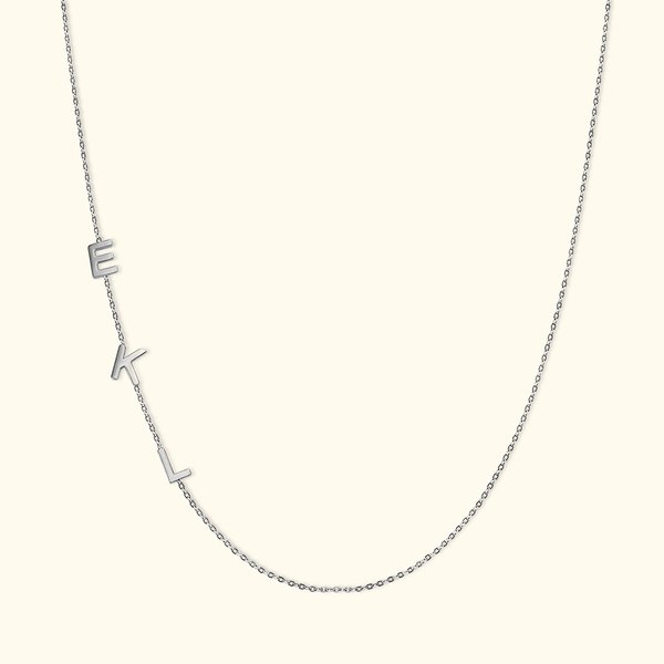 Personalised Sterling Silver Dainty Sideways Minimalist Necklace with Initial Name Birthday Anniversary Gift for Women Girlfriend Wife Mom Family