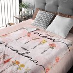 Gepersonaliseerde First Mom Now Grandma Geboortebloem Fleece Deken met Kindernamen Vrouwendag Moederdag Cadeau voor Oma Mamma