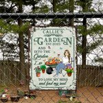 Gepersonaliseerd Retro Tuin Cartoon Karakter Metalen Bord met Naam en Datum Tuindecoratie Housewarming Verjaardagscadeau voor Mam Oma Tuinieren Liefhebbers