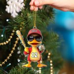 Personalized Funny Duck Acrylic Ornament with Name and Number Home Decor Birthday Gift for Baseball Softball Lovers