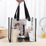 Personalizzato chiaro impermeabile Nome iniziale Unisex Tote Bags Grande capacità Stadio Borse Compleanno Regalo di Natale per gli amici