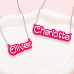 Personalized Pink and White Fashion Doll Acrylic Necklace with Name Christmas Birthday Valentine's Day Gift for Her