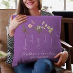 Personalized Family Watercolour Birth Flower Painting Cushion Throw Pillow Cover with 1-8 Names Mother's Day Birthday Gift for Grandma Mother