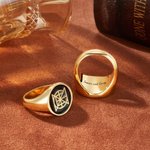 Personalisierter Name Monogramm Stempelsiegel Siegelring Zarter Schmuck Geburtstag Abschlussfeier Jahrestag Geschenk für Herren Damen