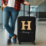 Housse de Valise Élastique Personnalisée avec Nom et Initiale pour Bagage 18-32 Pouces Accessoire de Voyage Cadeau pour Famille Amis Voyageurs