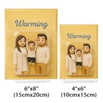 Personalized Photo Character 3D Effect Acrylic Plaque with Title and Base Desk Decor Anniversary Birthday Gift for Family Friends