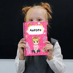 Cuaderno de espiral A5 personalizado con el nombre de un simpático estudiante de dibujos animados Regalo de vuelta al cole para niños y estudiantes