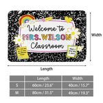 Personalised Multicolour Pencil Rainbow Welcome to Classroom Non-Slip Doormat with Text Teacher's Day Back to School Gift for Teacher